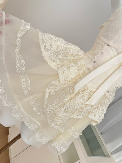 Sexy A line Halter Neckline White Lace Summer Dress Holiday Party Outfits For Women DP0107
