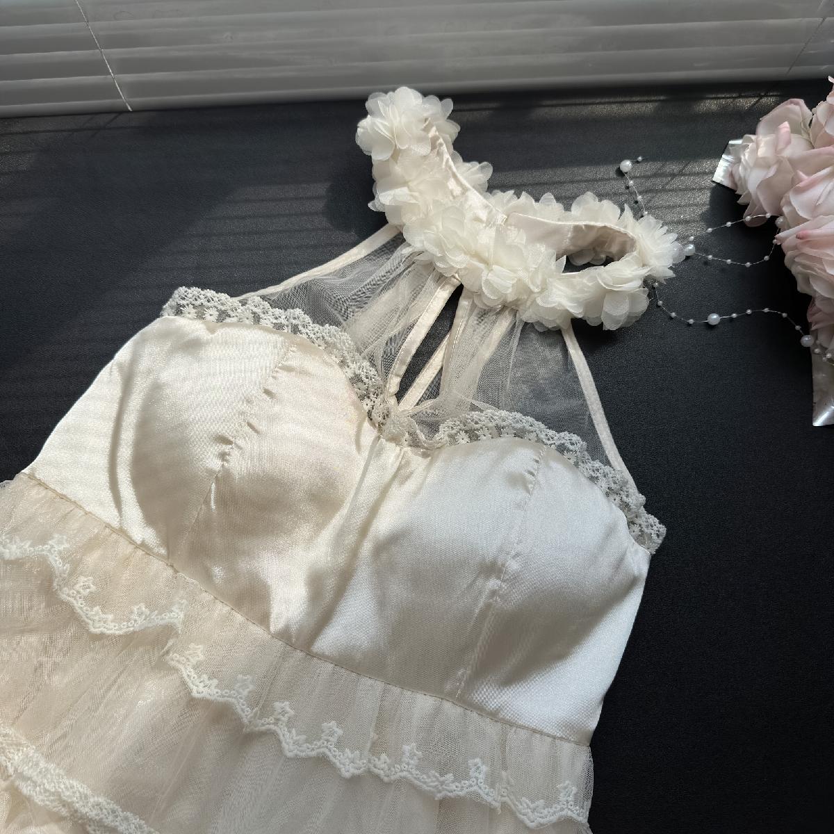 Robe d'été mignonne en dentelle à col carré et coupe trapèze pour filles, tenue de fête et de vacances, DP0140