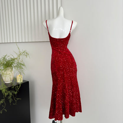 Sexy Mermaid Spaghetti Straps Sequin Birthday Party Dress Summer Holiday Outfits For Women DP0131