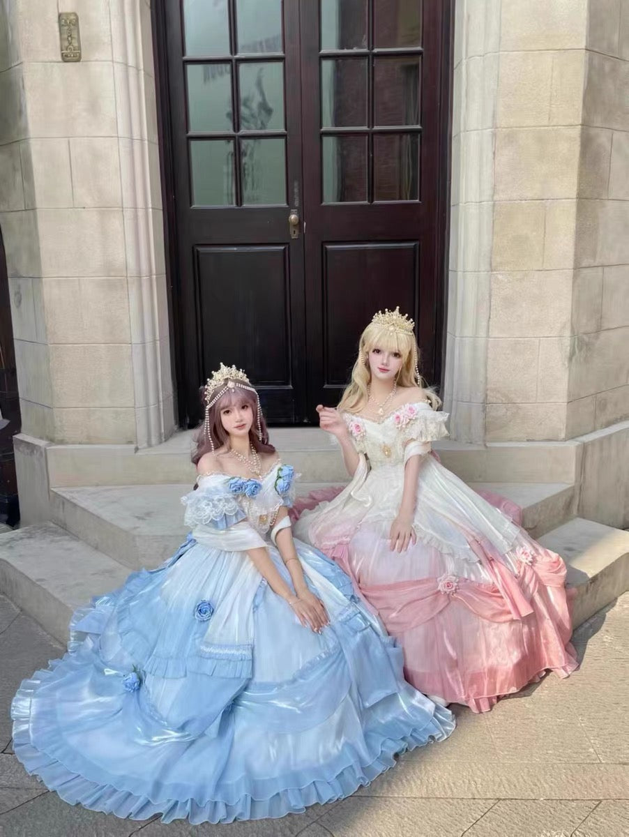 Vintage Ball Gown Off The Shoulder Short Sleeves Spring 16th Birthday Dress Lolita Summer Dress 18th Birthday Outfits W1136
