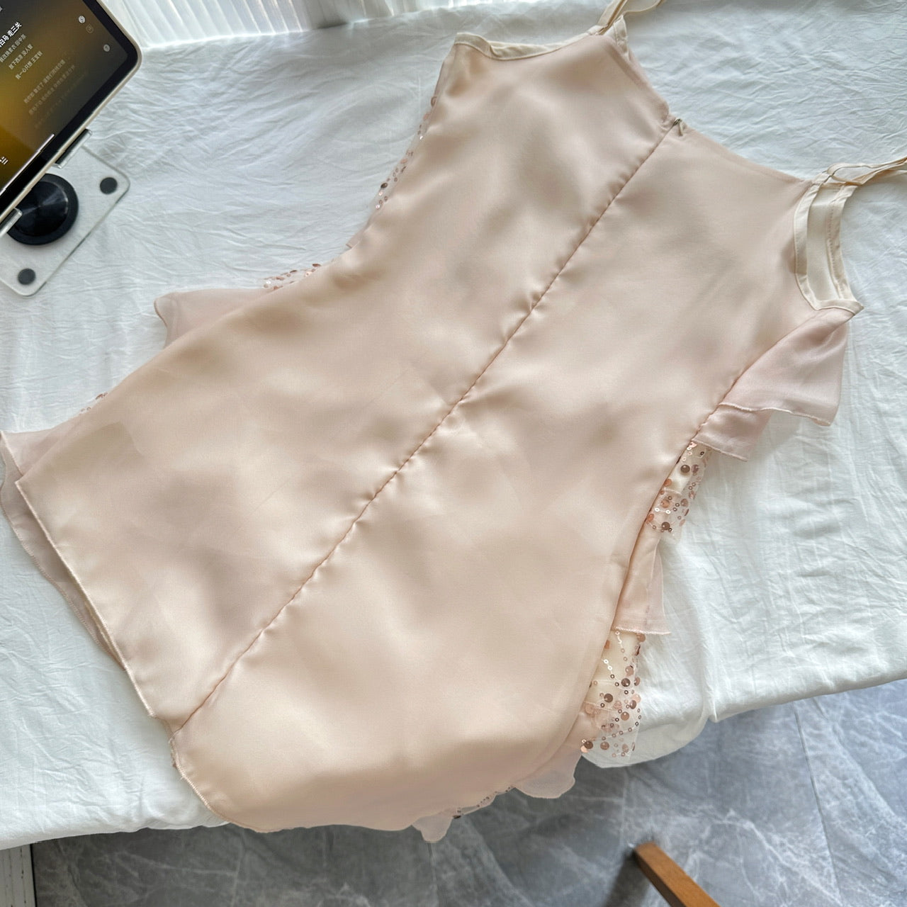 Cute A Line Spaghetti Straps Pink Sequin Casual Dress Summer Short Holiday Dresses DP1405