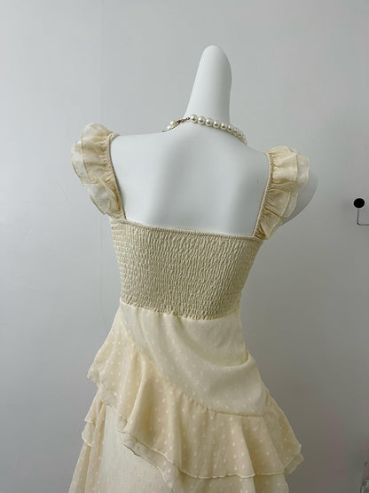 Cute High Low Square Neckline Ruffles Summer Dress Holiday Party Outfits For Women DP0089