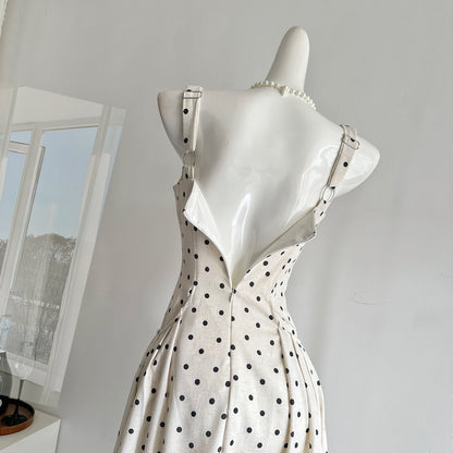 Sexy A line Square Neckline White Lace Summer Polka Dots Dress Holiday Party Outfits For Women DP0109