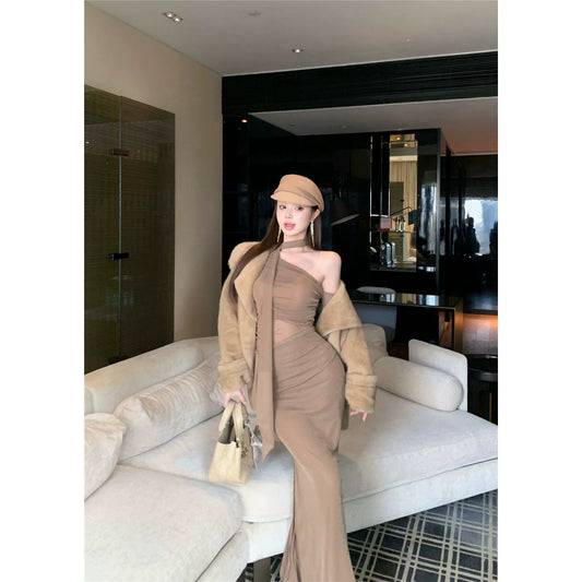 Fashion Khaki Women‘s Dress S410