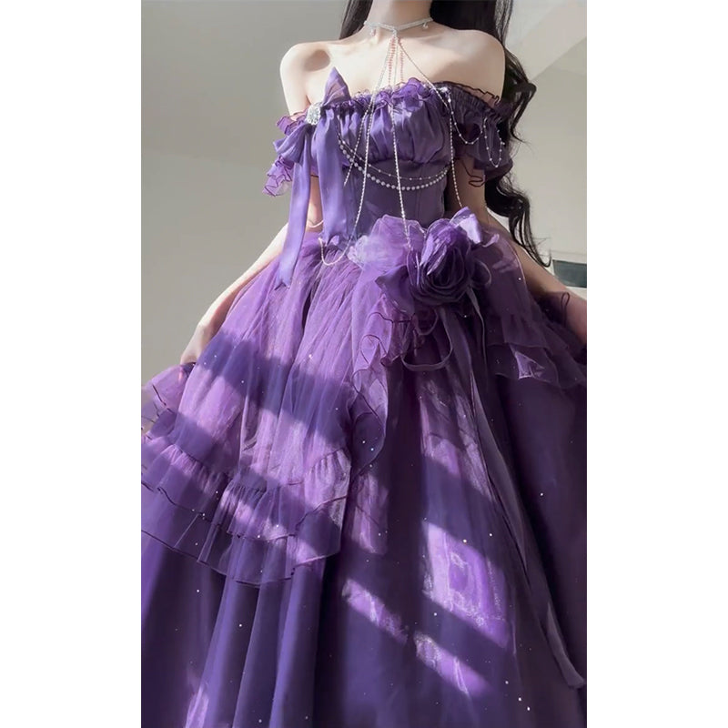 Vintage A line Spaghetti Straps Grape 16th Birthday Dress Lolita Dress Birthday Outfits W1228