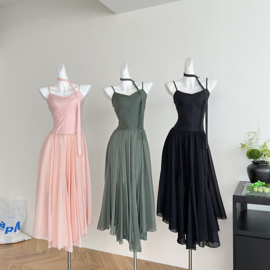 Süße A-Linie Spaghettiträger Chiffon Sommer Strandkleid Urlaub Party Outfits für Mädchen DP1401