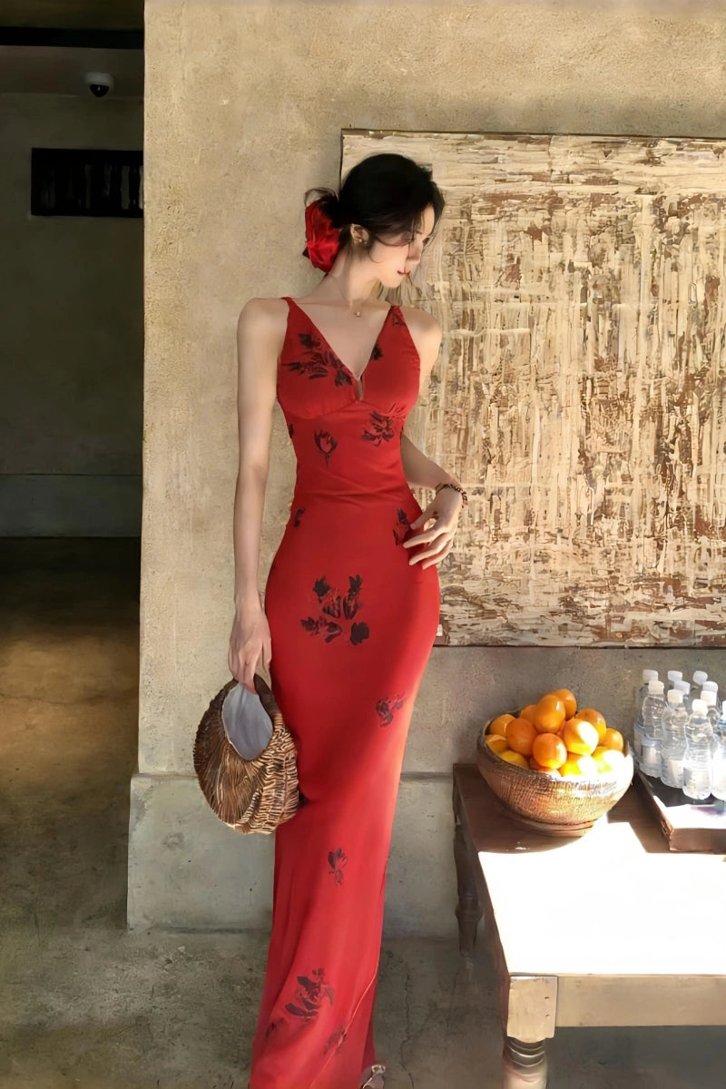 Fashion Red Women‘s Dress  S611