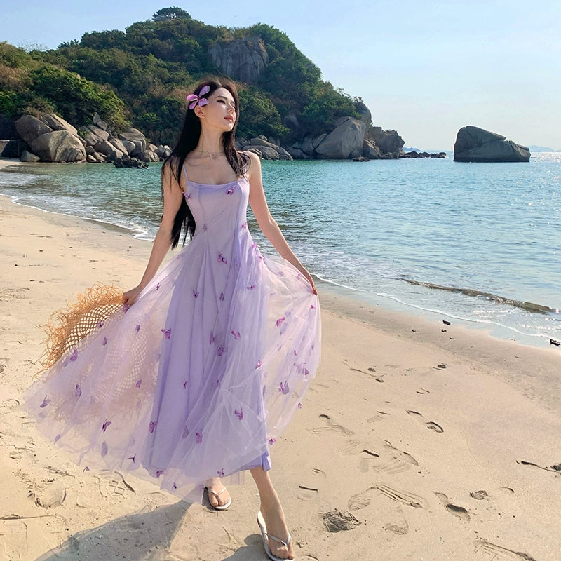 Robe violette pour femme S936