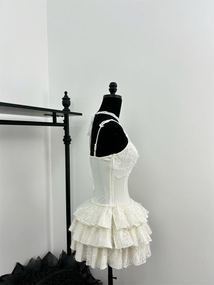 Cute Spaghetti Straps Ballet Skirt Ruffles Summer Dress Holiday Party Outfits For Women DP0091