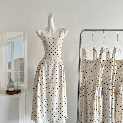 Sexy A line Square Neckline White Lace Summer Polka Dots Dress Holiday Party Outfits For Women DP0109