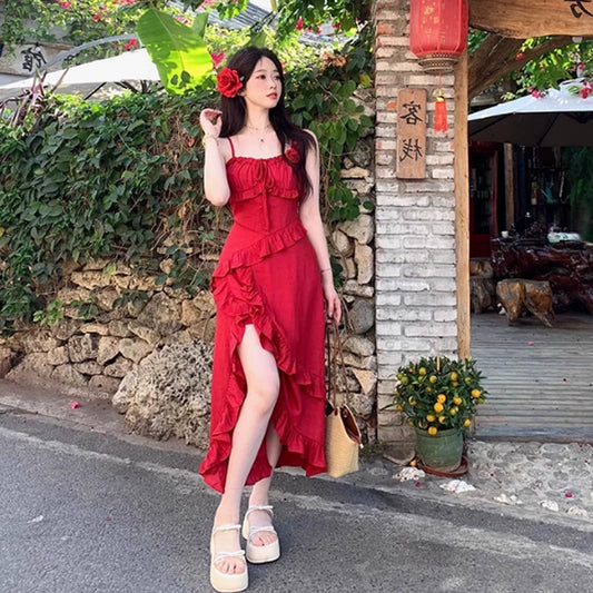 Modisches rotes Kleid S716