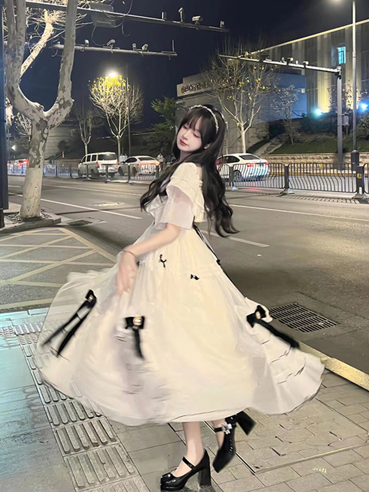Vintage Ball Gown Off The Shoulder White Chiffon Summer 18th Birthday Dress Lolita Dress Birthday Outfits W1210