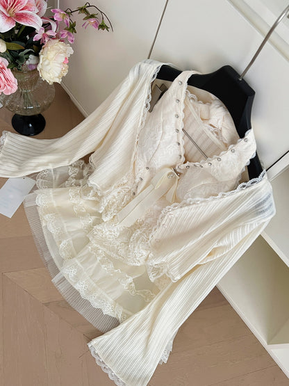 Sexy A line Halter Neckline White Lace Summer Dress Holiday Party Outfits For Women DP0107