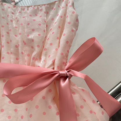 Sexy A line Square Neckline Pink Summer Polka Dots Dress Holiday Party Outfits For Women DP0110