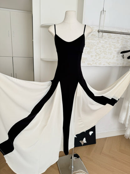 Sexy A line Spaghetti Straps Black Midi Summer Dress Holiday Party Black Birthday Outfits For Women DP0149