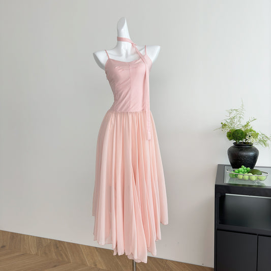 Süße A-Linie Spaghettiträger Chiffon Sommer Strandkleid Urlaub Party Outfits für Mädchen DP1401