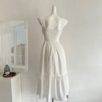 Sexy A Line Straps White Summer Dress Holiday Party Outfits For Women DP0115