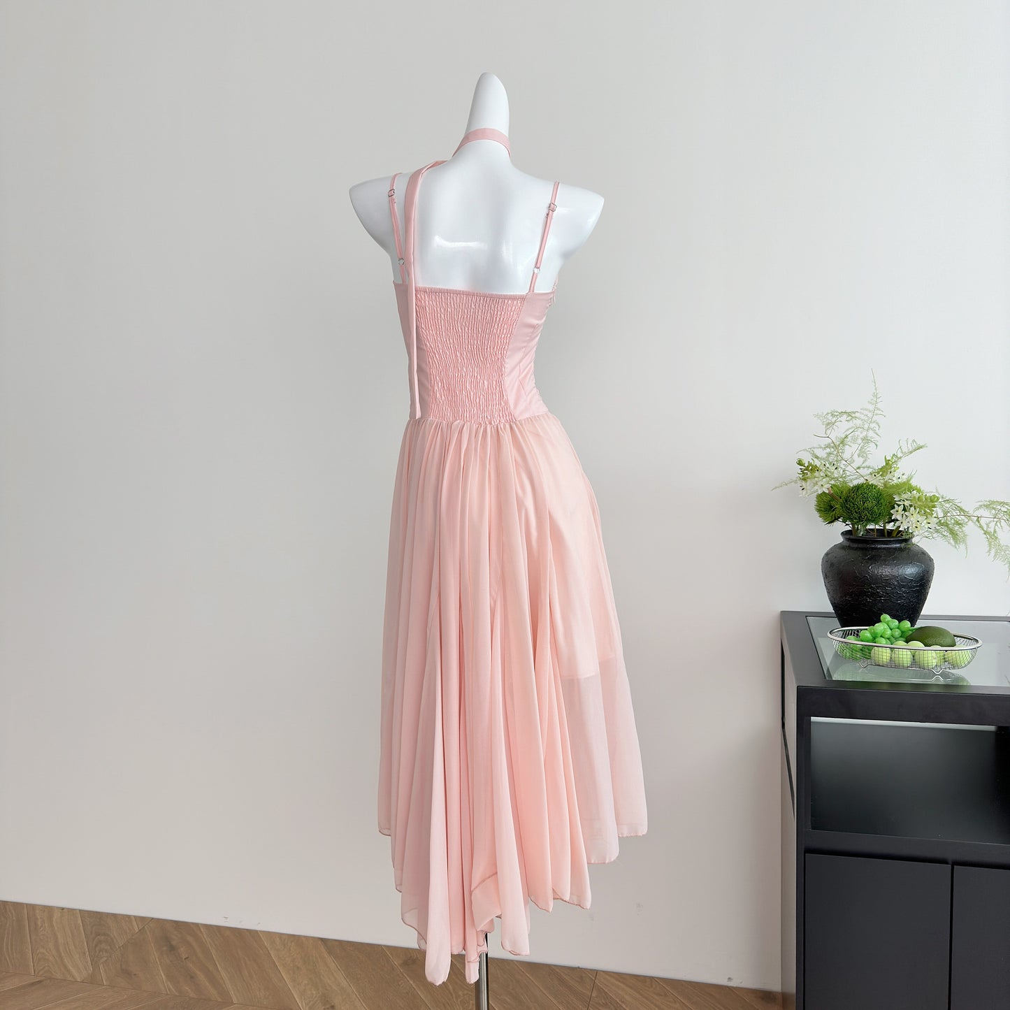 Cute A Line Spaghetti Straps Chiffon Summer Beach Dress Holiday Party Outfits For Girls DP1401
