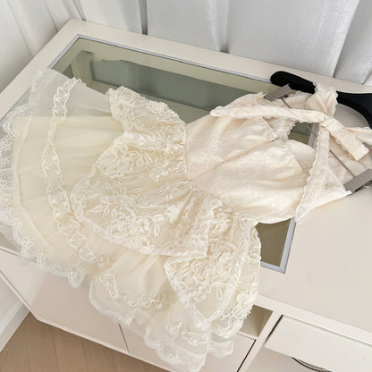 Sexy A line Halter Neckline White Lace Summer Dress Holiday Party Outfits For Women DP0107