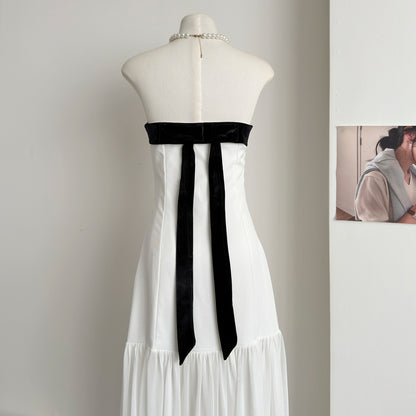 Simple A line Strapless White Tulle Summer Dress Holiday Party Dress Birthday Outfits For Teens DP0153