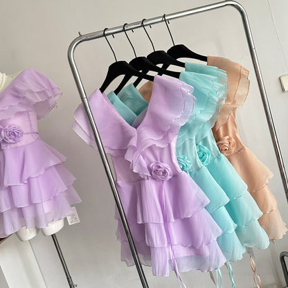 Cute A Line V Neckline Layers Summer Dress Holiday Party Outfits For Girls DP0154