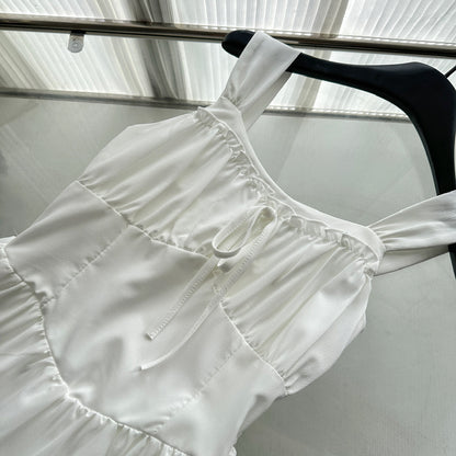 Sexy A Line Straps White Summer Dress Holiday Party Outfits For Women DP0115