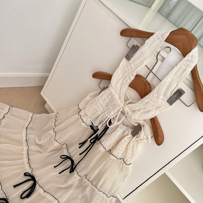 Sexy A line Halter Neckline 2 Pieces Summer Dress Holiday Dresses Party Outfits For Women DP0111