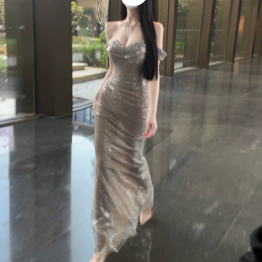 Robe argentée tendance S742
