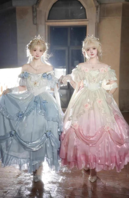 Vintage Ball Gown Off The Shoulder Short Sleeves Spring 16th Birthday Dress Lolita Summer Dress 18th Birthday Outfits W1136