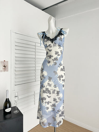 Sexy Sheath Straps Floral Summer Dress Holiday Party Birthday Outfits For Women DP0140