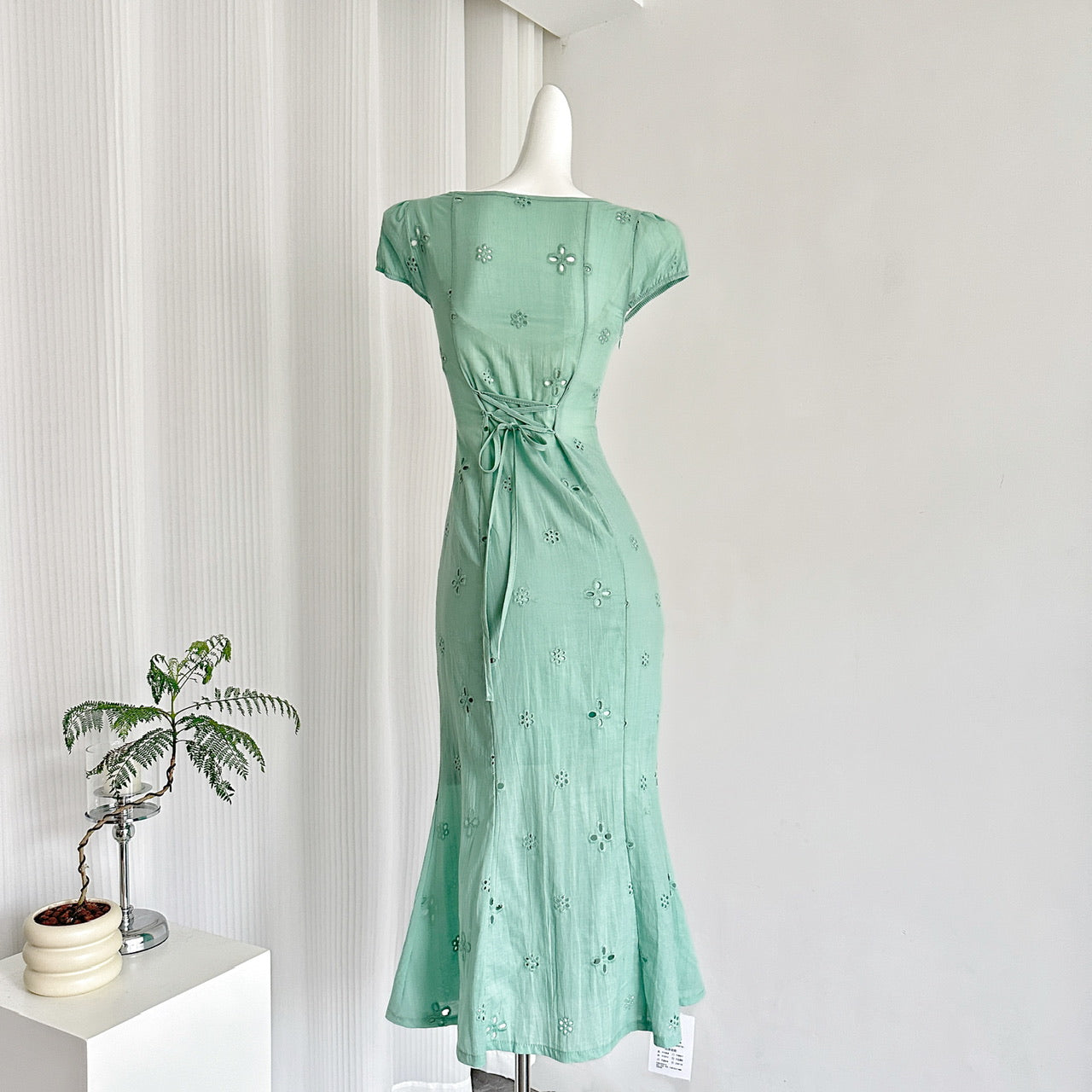 Robe queue de poisson à manches bouffantes Tea Break, ensemble 3 pièces DP0004