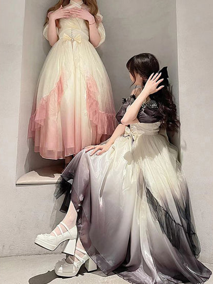 Vintage Ball Gown Off The Shoulder Short Sleeves 16th Ombre Pink Birthday Dresses Lolita Dress Birthday Outfits W1232