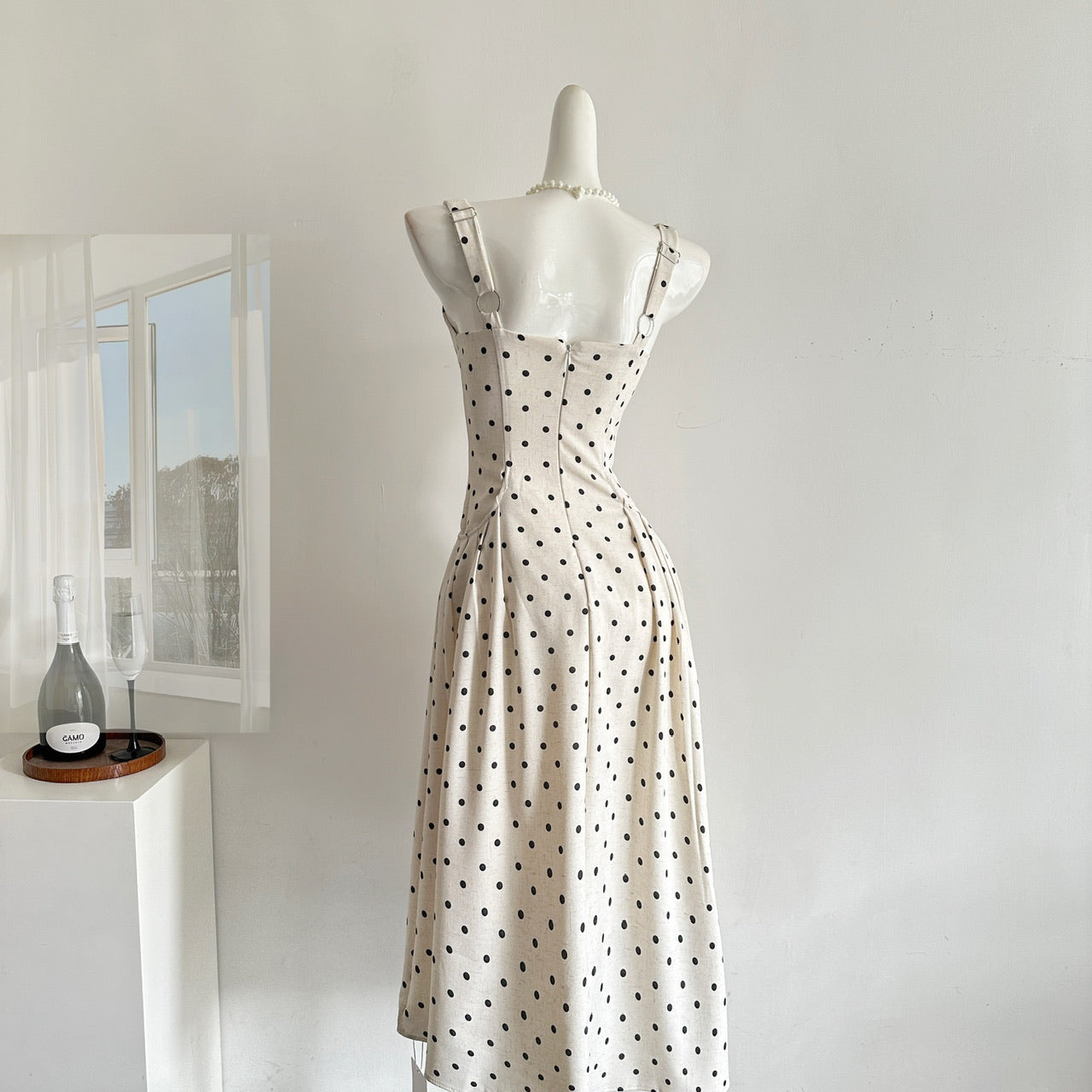 Sexy A line Square Neckline White Lace Summer Polka Dots Dress Holiday Party Outfits For Women DP0109