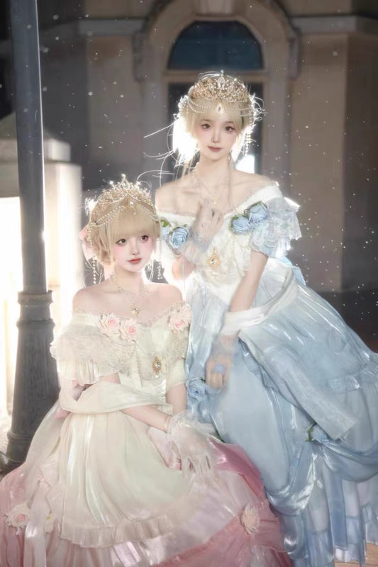 Vintage Ball Gown Off The Shoulder Short Sleeves Spring 16th Birthday Dress Lolita Summer Dress 18th Birthday Outfits W1136