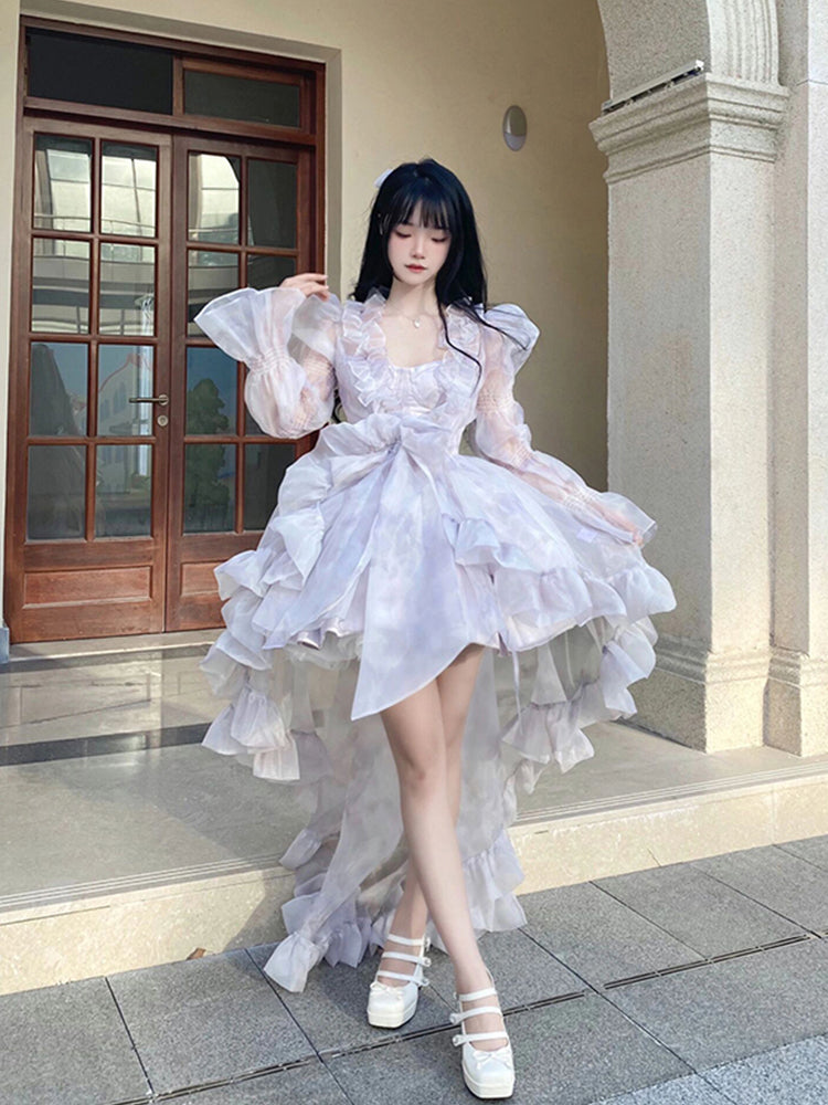 Princess Ball Gown Spaghetti Straps Chiffon Chiffon 22th Birthday Dresses Lolita Dress Cute Lolita Outfits DH2449