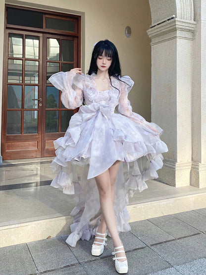 Princess Ball Gown Spaghetti Straps Chiffon Chiffon 22th Birthday Dresses Lolita Dress Cute Lolita Outfits DH2449
