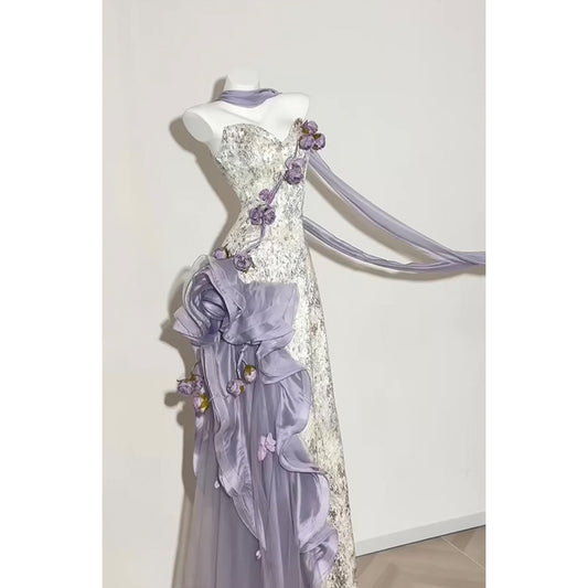 Pretty Sheath Sweetheart Lilac Long Summer 18th Birthday Dress Lolita Dress 20th Birthday Outfits W1260