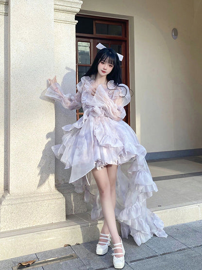 Vintage Ball Gown Lilac Short Mini Summer 18th Birthday Dress Lolita Dress Birthday Outfits W1252