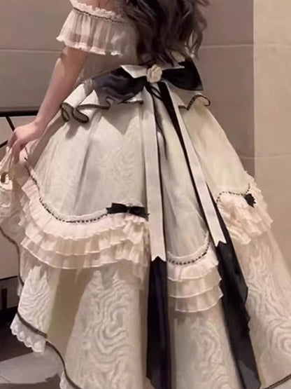 Pretty High Low Square Neck Lace Summer 18th Birthday Dress Lolita Dress Birthday Outfits W1256