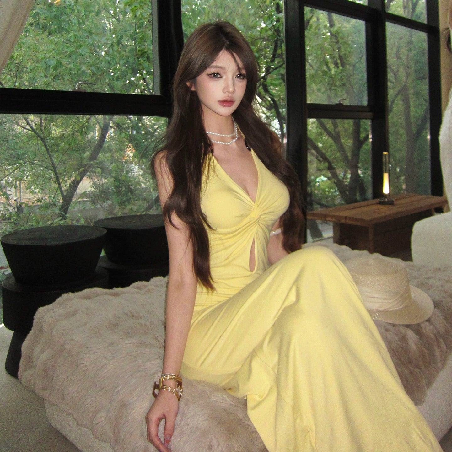 Robe jaune pour femme S944