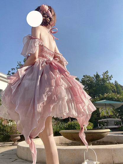 Vintage Ball Gown Pink Short Mini Summer 18th Birthday Dress Lolita Dress Birthday Outfits W1248