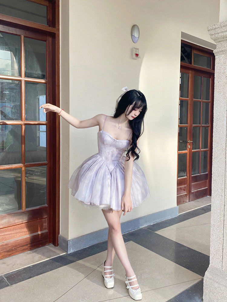 Vintage Ball Gown Lilac Short Mini Summer 18th Birthday Dress Lolita Dress Birthday Outfits W1252