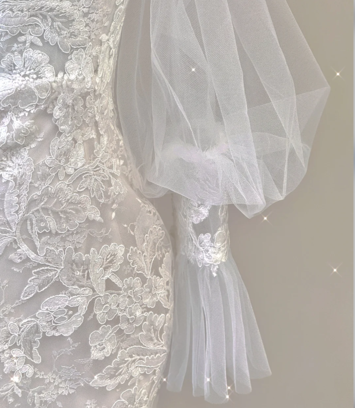Elegante Meerjungfrau Weg Von Der Schulter Tüll Brautkleider Spitze Bräute Kleid P0004