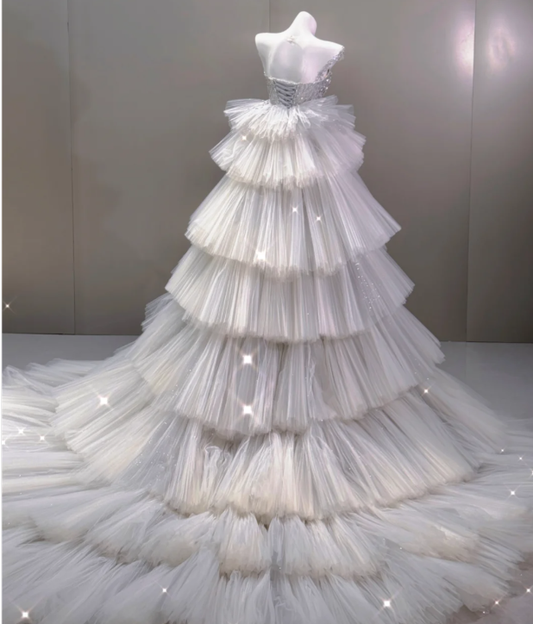 Elegante Meerjungfrau U-Ausschnitt Pailletten Brautkleider Lange Bräute Kleid P0017