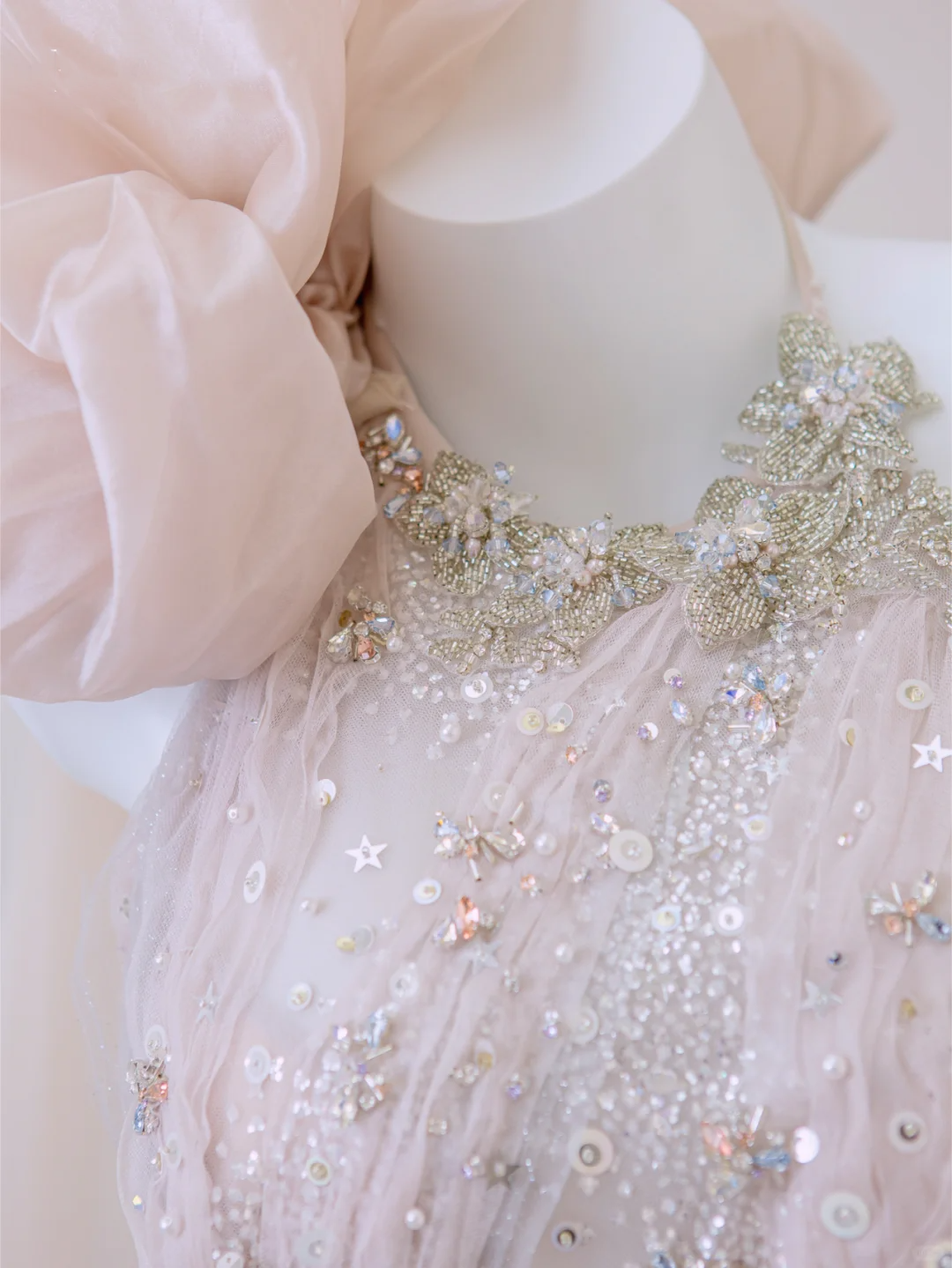 Classy Ball Gown One Shoulder Pink Sequin Evening Dress Long Prom Dresses P0020