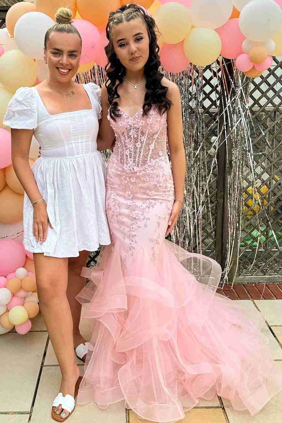 Elegantes Meerjungfrau-Kleid mit herzförmigem Ausschnitt und Spitze, rosa, lang, für den Geburtstag, Abschlussball, Baddie, Sommer-Outfit zum 20. Geburtstag, DP1131