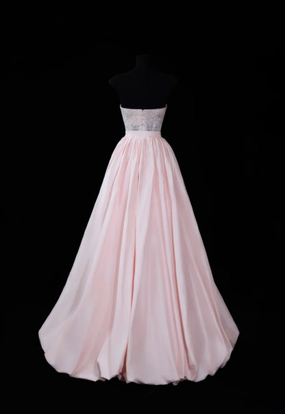 Fairy Pink  Prom Dress Tulle Strapless Sheath Evening Dress S1050