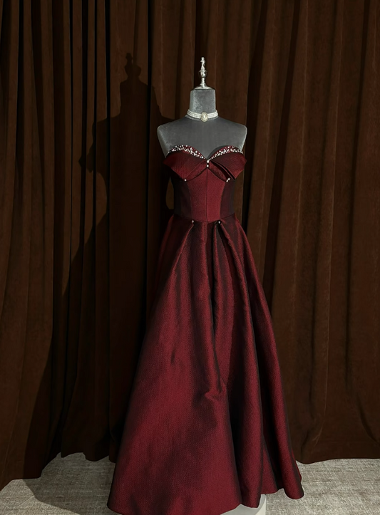 Elegant Red Prom Dress Satin Sweetheart A-Line Evening Dress S1060