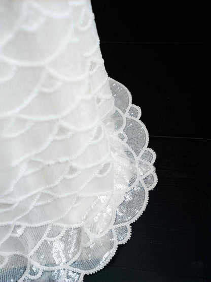 Pretty Bridal Gown Mermaid High Neck Sequin White Long Wedding Dresses Modest Bridal Gowns D2723