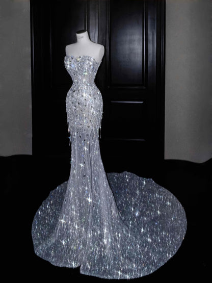Wunderschöne Meerjungfrau Sweetheart Pailletten Langes Ballkleid Partykleid Abschlusskleider DP2724